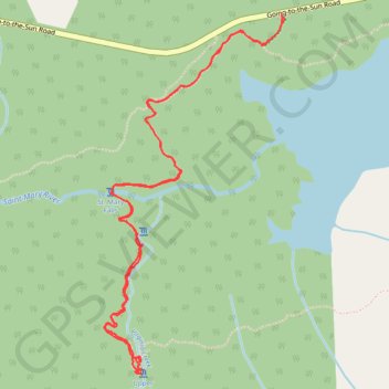 Virginia Falls and Saint Mary Falls from Saint Mary Lake in Glacier National Park trail, distance, elevation, map, profile, GPS track