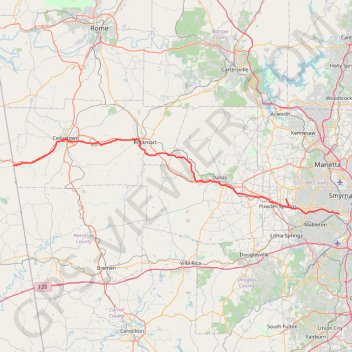 Bike ride down the Silver Comet Trail (and some side quests) trail, distance, elevation, map, profile, GPS track