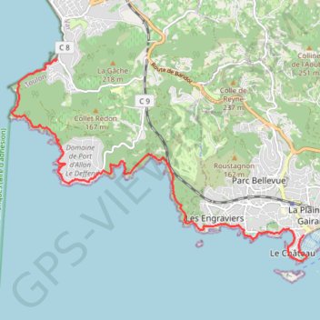 De Bandol à Saint-Cyr-sur-Mer trail, distance, elevation, map, profile, GPS track