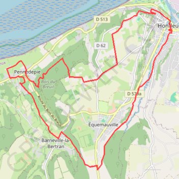 Honfleur Loop 19km trail, distance, elevation, map, profile, GPS track