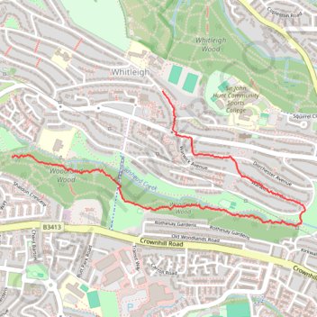 Woodland Woods trail, distance, elevation, map, profile, GPS track