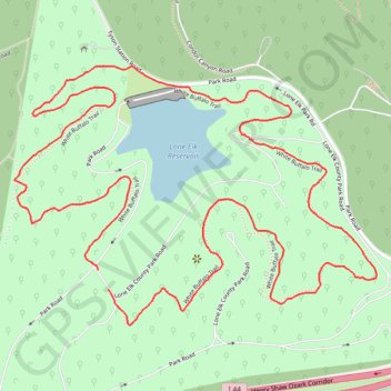 White Bison Loop Trail in Lone Elk County Park trail, distance, elevation, map, profile, GPS track