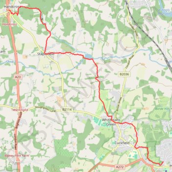 Walk - Handcross, Cuckfield, Haywards Heath trail, distance, elevation, map, profile, GPS track