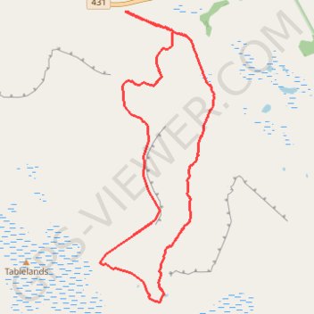 Tablelands trail, distance, elevation, map, profile, GPS track