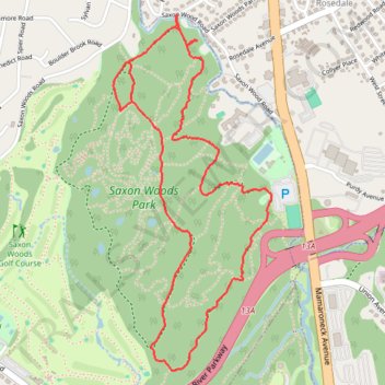Saxon Woods Park - Yellow and White trails loop trail, distance, elevation, map, profile, GPS track