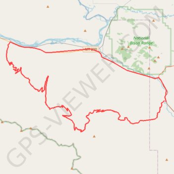 Gravel Loop Ride between Hewolf Mountain and Flathead River trail, distance, elevation, map, profile, GPS track
