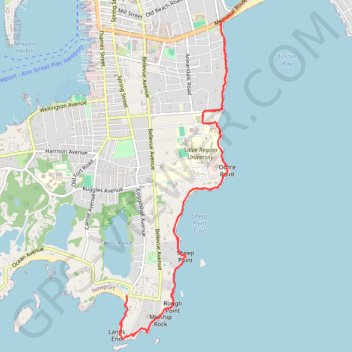Cliff Walk in Newport trail, distance, elevation, map, profile, GPS track
