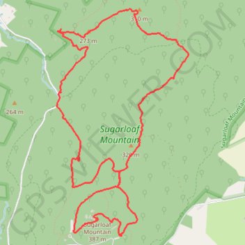 Sugarloaf Mountain Trail and Northern Peaks Trail Loop via McCormack Overlook and White Rocks trail, distance, elevation, map, profile, GPS track