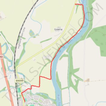 Exploring from Luncarty to Stanley along River Tay trail, distance, elevation, map, profile, GPS track