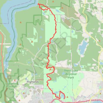 Mount Work - Mount Stewart - Thetis Lake trail, distance, elevation, map, profile, GPS track