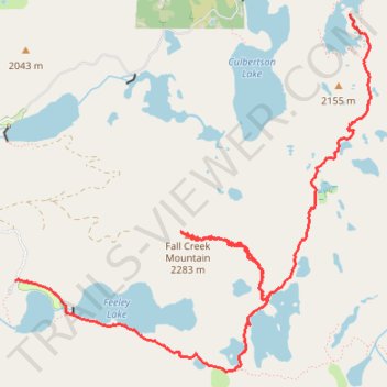 Fall Creek Mountain from Penner Lake via Island Lake and Feeley Lake trail, distance, elevation, map, profile, GPS track
