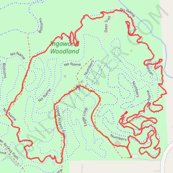Ingawanis Woodland Loop trail, distance, elevation, map, profile, GPS track