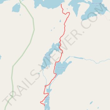 Section of Powwow Trail from Mirror Lake to Lake Three trail, distance, elevation, map, profile, GPS track