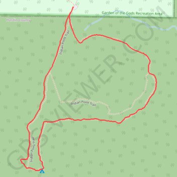 Indian Point Loop Trail in Garden of the Gods Wilderness trail, distance, elevation, map, profile, GPS track