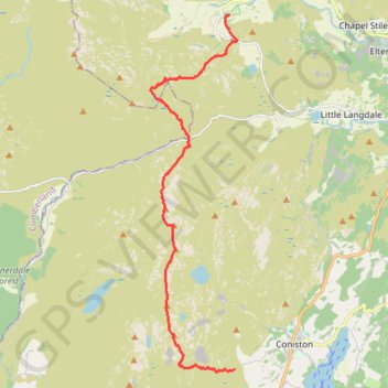 Sun Coniston to Great Langdale trail, distance, elevation, map, profile, GPS track