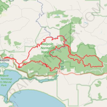 Walpole-Nornalup National Park MTB Loop trail, distance, elevation, map, profile, GPS track