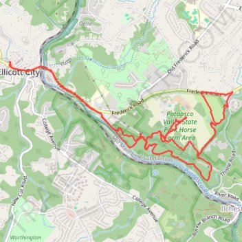 Patapsco Valley State Park - Horse Farm Area trail, distance, elevation, map, profile, GPS track