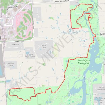 Kensington Metropark trail, distance, elevation, map, profile, GPS track