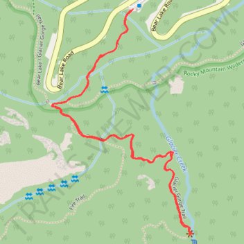 Alberta Falls via Glacier Gorge Trail in Rocky Mountain National Park trail, distance, elevation, map, profile, GPS track