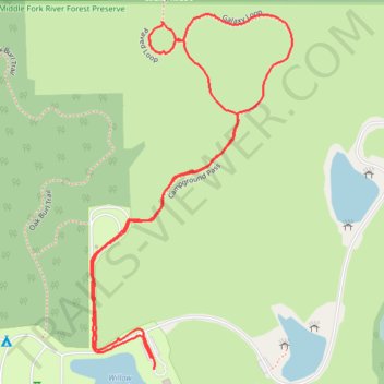 Dark Sky Trail (Galaxy Loop) at Middle Fork River Forest Preserve trail, distance, elevation, map, profile, GPS track