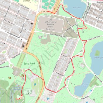Byrd Park trail, distance, elevation, map, profile, GPS track