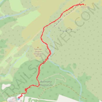 Walking trail from Balmaha to summit of Conic Hill via West Highland Way - Slighe Taobh an Iar na Gàidhealtachd trail, distance, elevation, map, profile, GPS track