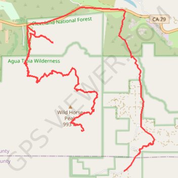 Agua Tibia Wilderness trail, distance, elevation, map, profile, GPS track