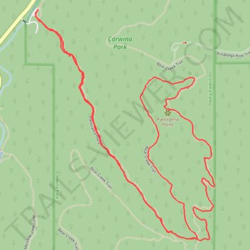 Panorama Point and Bear Creek Trail Loop in Corwina Park trail, distance, elevation, map, profile, GPS track