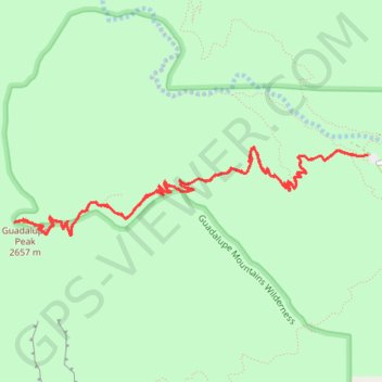 Guadalupe Peak trail, distance, elevation, map, profile, GPS track