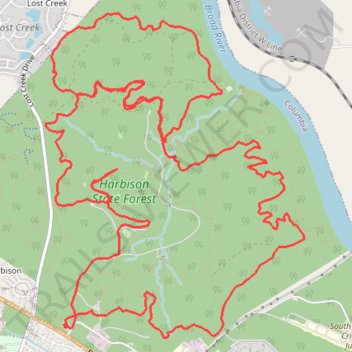 Harbison State Forest Loop Ride trail, distance, elevation, map, profile, GPS track