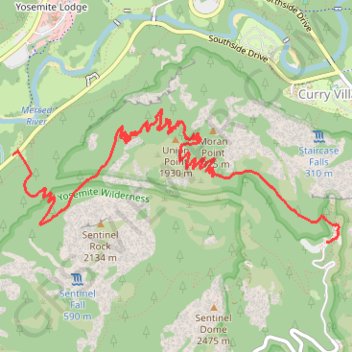 Glacier Point via Four Mile Trail in Yosemite National Park trail, distance, elevation, map, profile, GPS track
