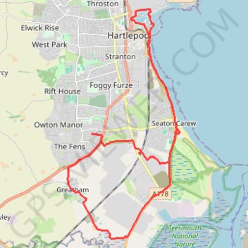 Hartlepool Bicycle trail, distance, elevation, map, profile, GPS track