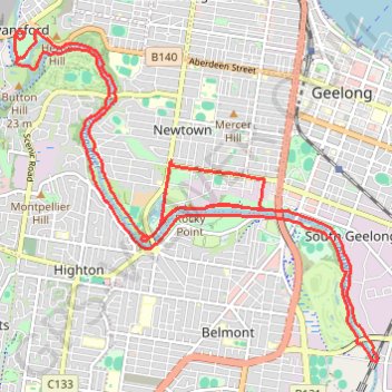 Barwon River trail, distance, elevation, map, profile, GPS track