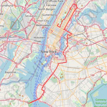 New York City Marathon trail, distance, elevation, map, profile, GPS track
