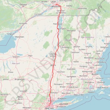 Montréal - New York trail, distance, elevation, map, profile, GPS track