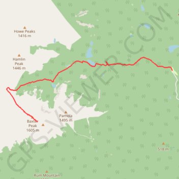 Baxter Peak - Mount Katahdin trail, distance, elevation, map, profile, GPS track