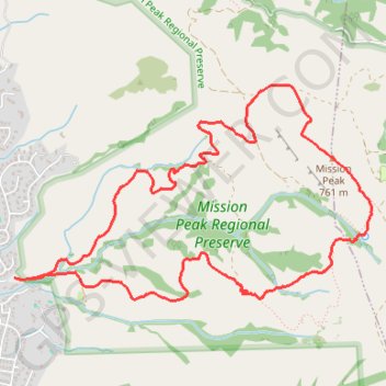 Mission Peak Loop trail, distance, elevation, map, profile, GPS track