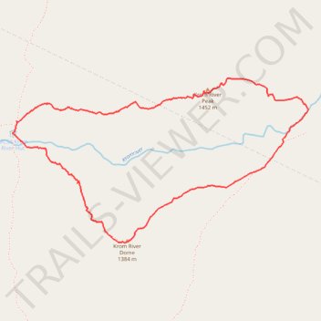 Krom River Peak and Krom River Dome Loop Trail in Hawzqwa Nature Preserve trail, distance, elevation, map, profile, GPS track