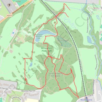 Beckenham Place Park trail, distance, elevation, map, profile, GPS track