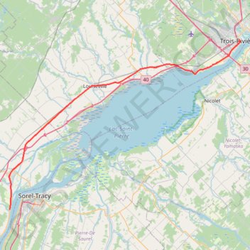Lanoraie - Trois-Rivières trail, distance, elevation, map, profile, GPS track