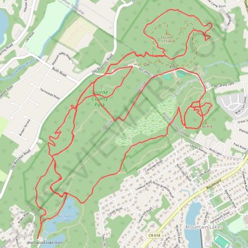 Tourne County Park loop trail, distance, elevation, map, profile, GPS track
