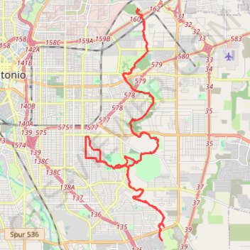 Tour from Jack White to SE Military w/ diversion to new Emory Oaks Trailhead trail, distance, elevation, map, profile, GPS track
