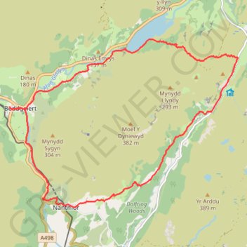 Beddgelert, Llyn Dinas, Blaen Nanmor and Nantmor circuit trail, distance, elevation, map, profile, GPS track