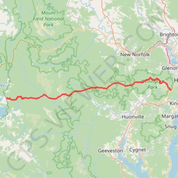 Wellington - Pedder trail, distance, elevation, map, profile, GPS track