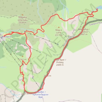 Livadicko Ezero, Livadički Vrv, Piribreg, Piribeg (From Brez... trail, distance, elevation, map, profile, GPS track