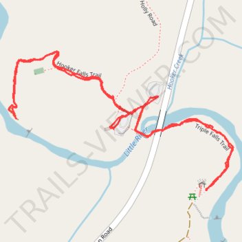Hooker Falls Trail and Triple Falls Trail trail, distance, elevation, map, profile, GPS track