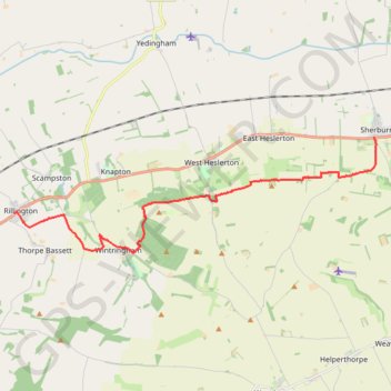 Rillington - Sherburn trail, distance, elevation, map, profile, GPS track
