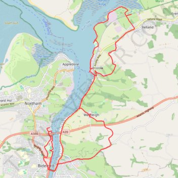 Bideford Instow trail, distance, elevation, map, profile, GPS track