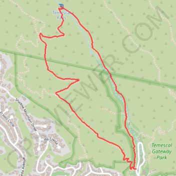 Temescal Falls Loop via Temescal Canyon trail, distance, elevation, map, profile, GPS track