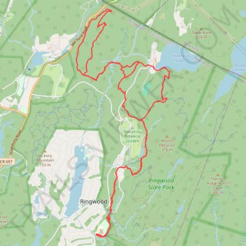 Northern Ringwood State Park trail, distance, elevation, map, profile, GPS track
